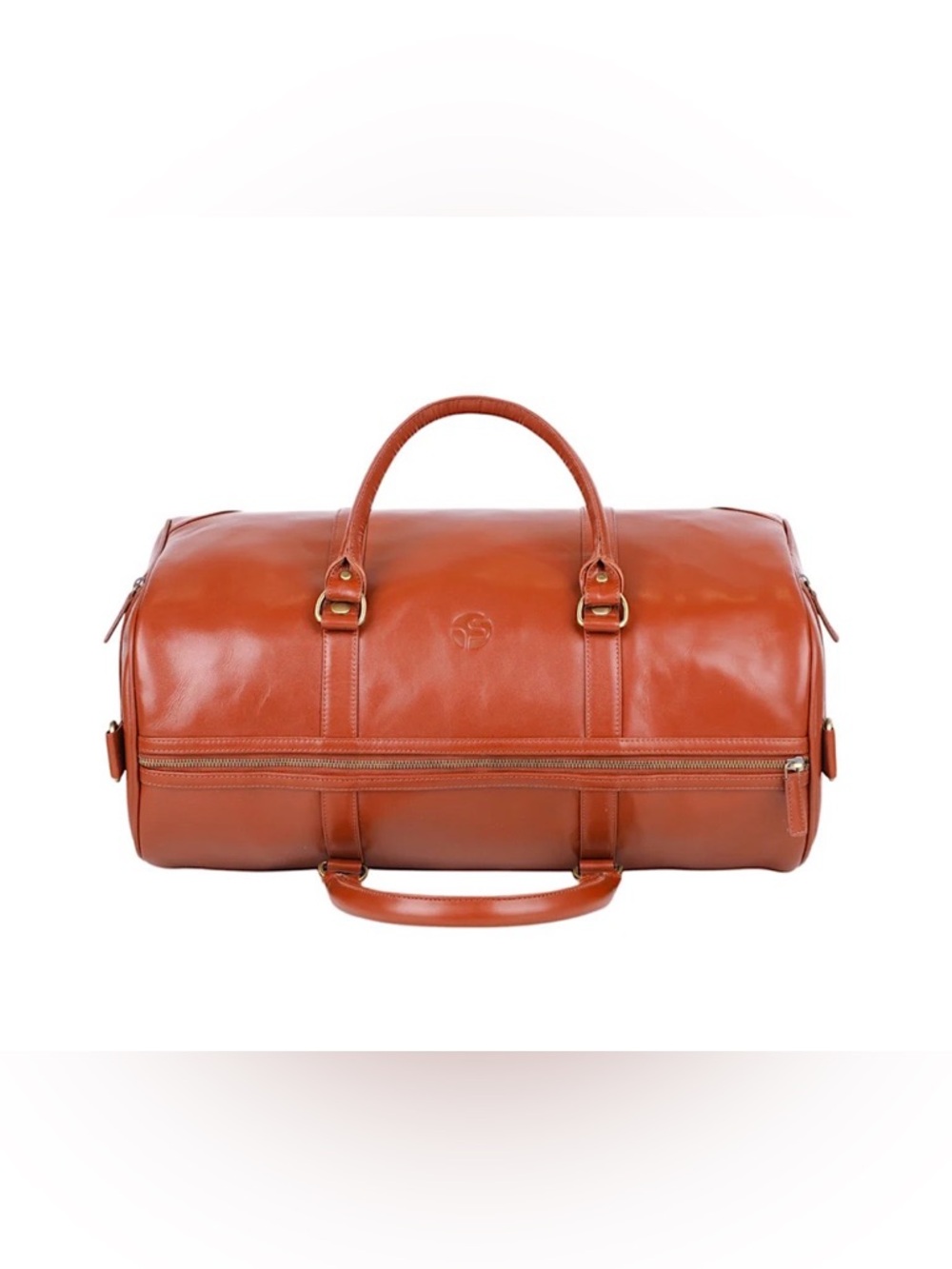 Leather Weekender Duffel Bag - Chestnut Brown